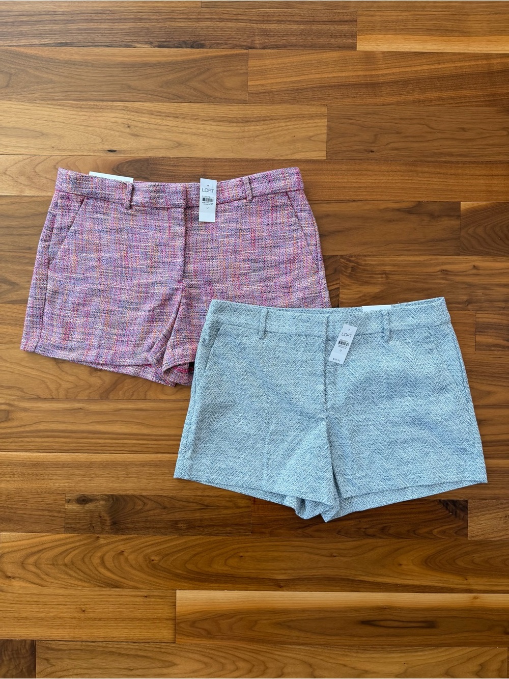 LOT (2) NWT LOFT Tweed Shorts Bundle Pink Blue Size 12 / L Tailored Academia